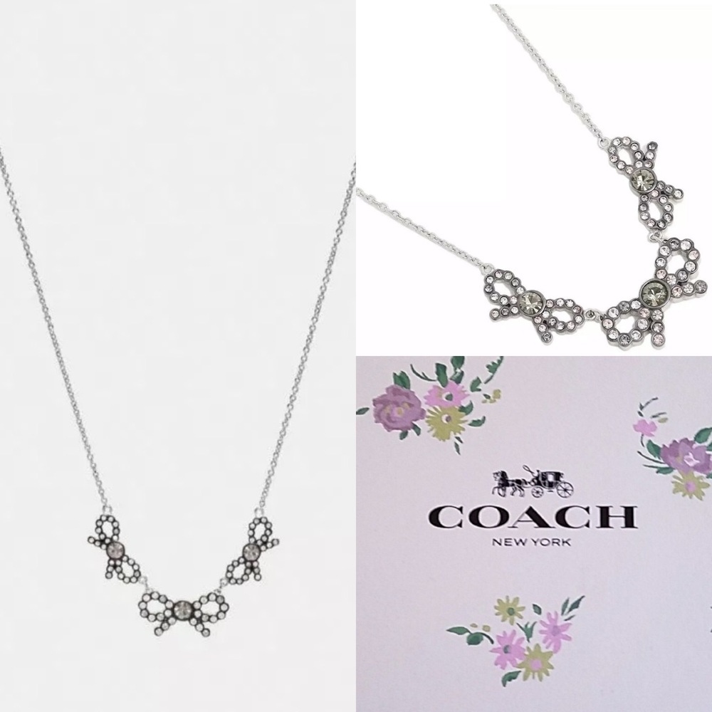Coach Triple Bow Silver Necklace